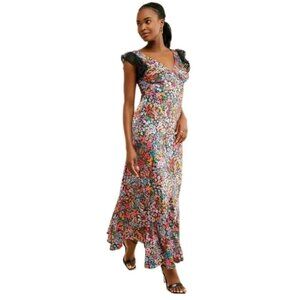 Free People Beach Riot Elodie Multicolor Silky godet panels SiFloral Maxi Dress